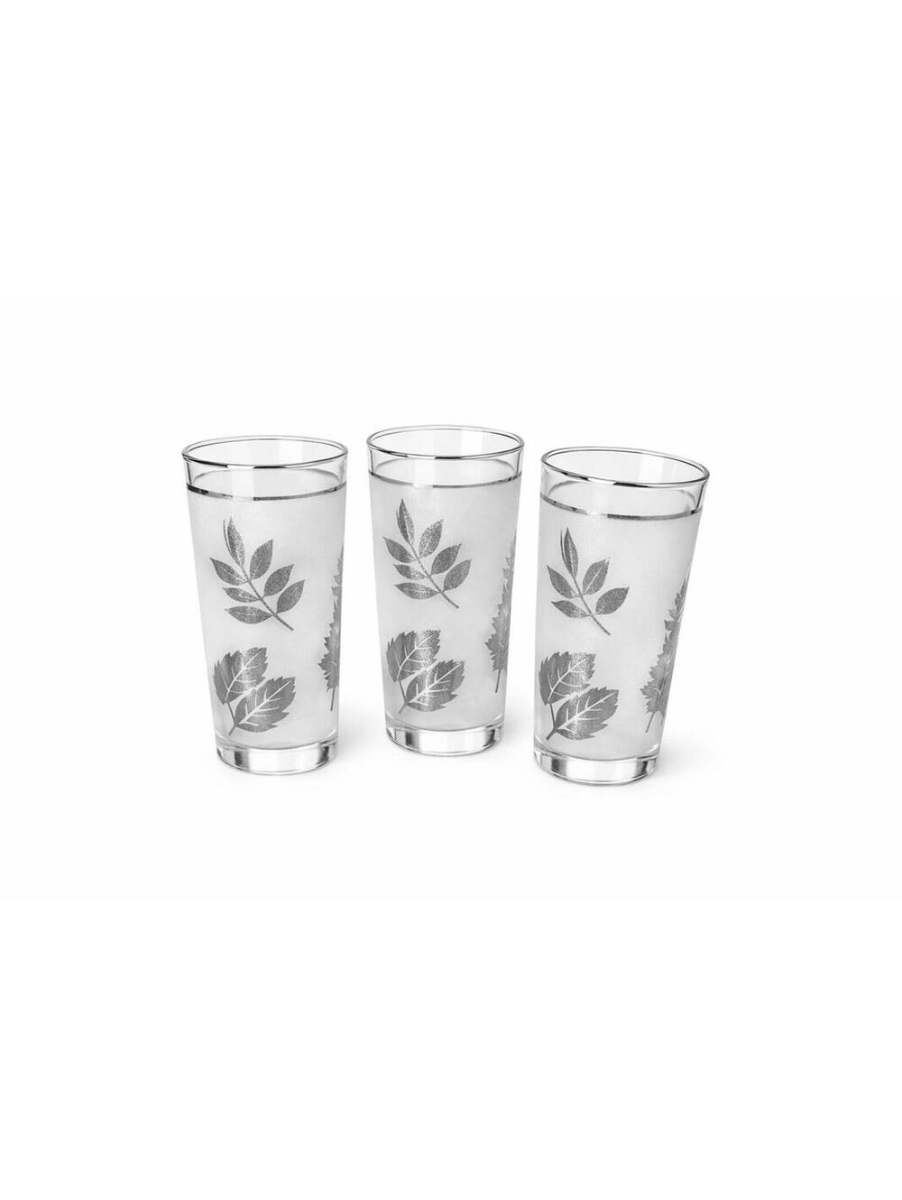 Vintage Libbey Silver Leaf Highball Glasses Set of 3
